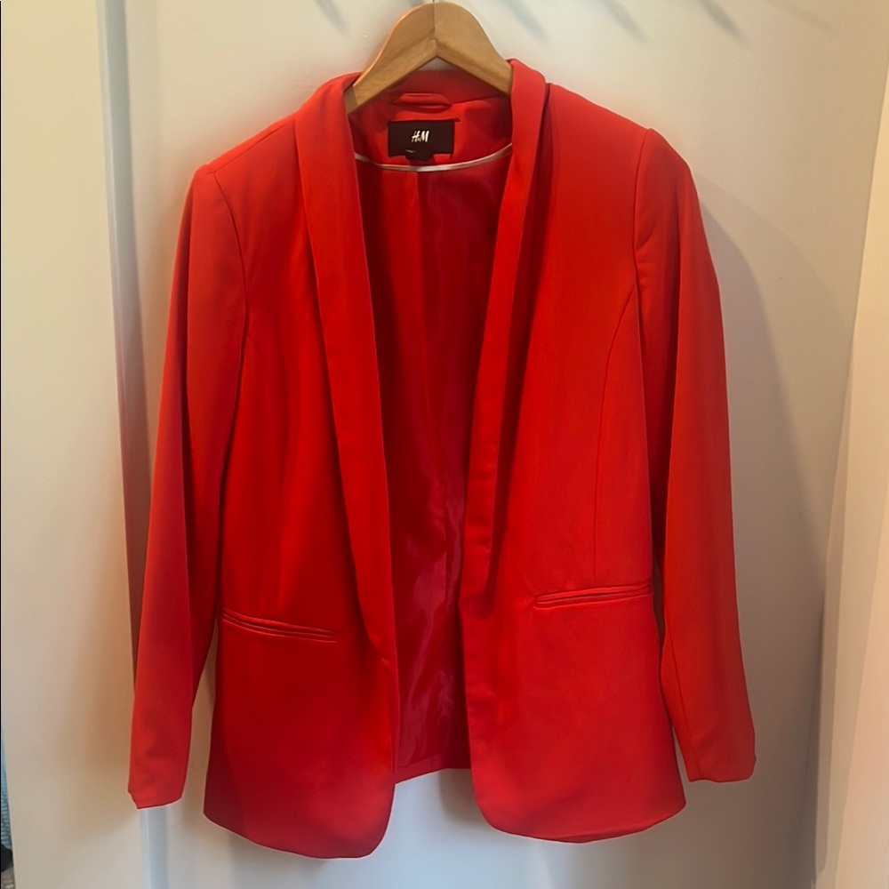 H&M Red Blazer Modern Minimalist Suit Jacket